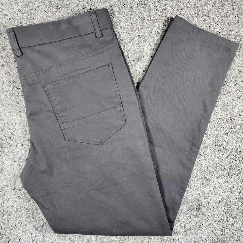 Plaid&Plain Chino Pants Mens 33x30 Skinny Fit Stretch Cotton Gray Excellent